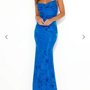 Elegant Blue Floral Dress